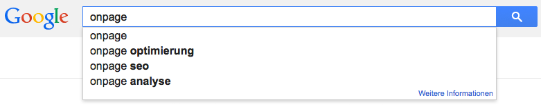 После этого я иду в   Поиск Google   и проверьте, какие поисковые подсказки мне дают, используя Google Suggest, когда я набираю свои термины в поле поиска: