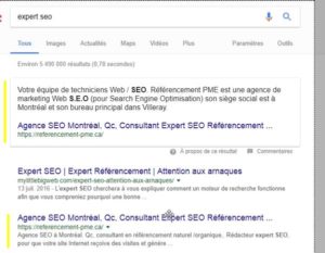 С ноября 2016 года Google развертывает « рекомендуемый фрагмент » или « одну коробку » , переведенный на французский язык « нулевой позицией », потому что это «текстовое поле» предшествует первому естественному результату (мне кажется, даже увидев это в разгар оплаты результатов)